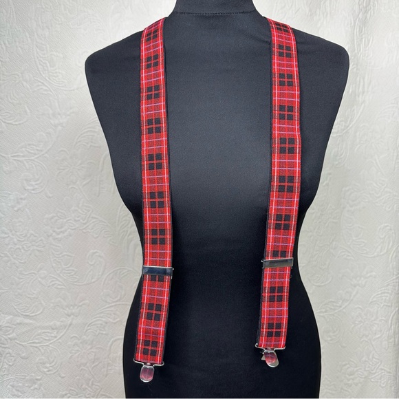 Red Plaid Unisex Suspenders - Picture 1 of 9